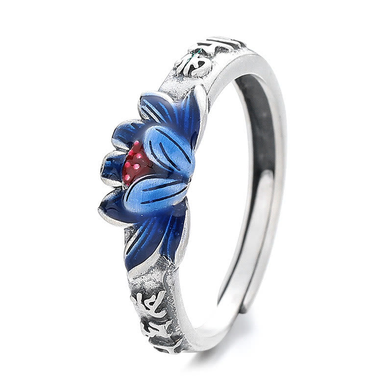 KarmaRipple's 925 Sterling Silver Om Mani Padme Hum Lotus Relief Peace Ring p1