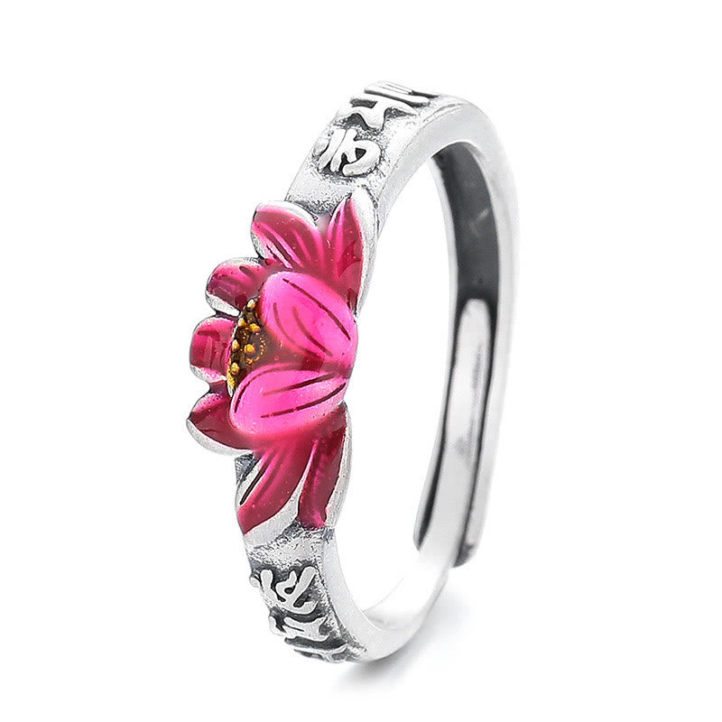 KarmaRipple's 925 Sterling Silver Om Mani Padme Hum Lotus Relief Peace Ring p14