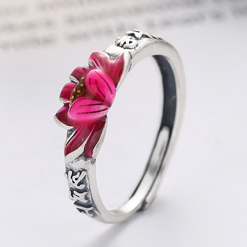 KarmaRipple's 925 Sterling Silver Om Mani Padme Hum Lotus Relief Peace Ring p9