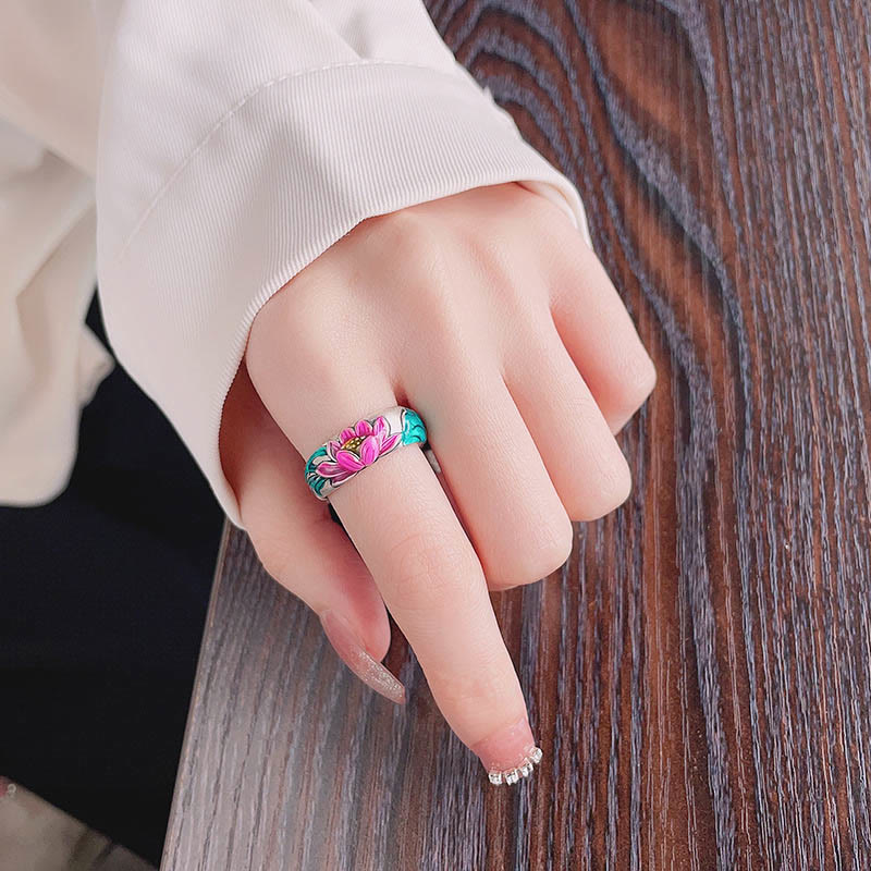 KarmaRipple's 925 Sterling Silver Lotus Flower Heart Sutra Enlightenment Ring p11