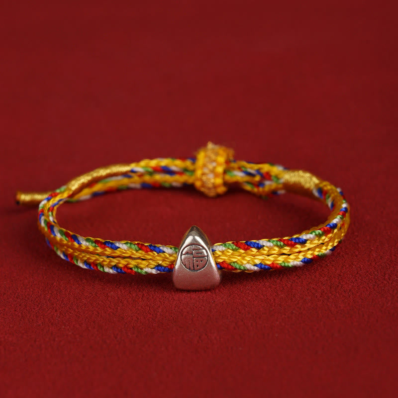 KarmaRipple's 925 Sterling Silver Fu Character Fortune Multicolored Rope Bracelet p29