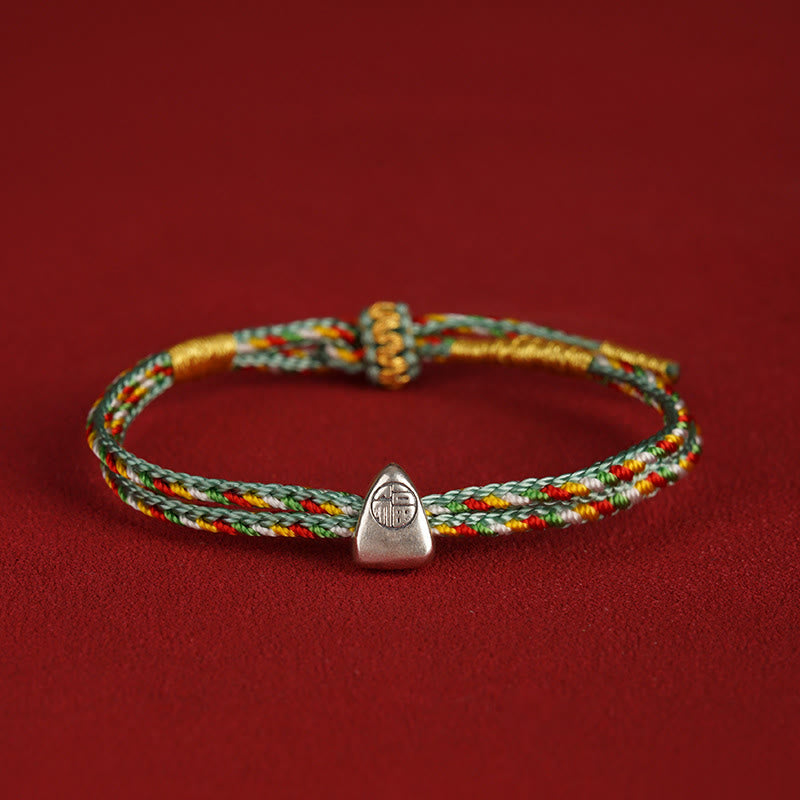 KarmaRipple's 925 Sterling Silver Fu Character Fortune Multicolored Rope Bracelet p4