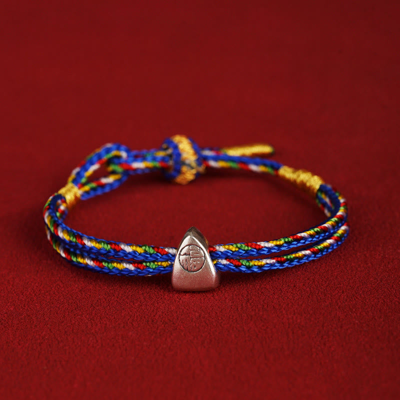 KarmaRipple's 925 Sterling Silver Fu Character Fortune Multicolored Rope Bracelet p5