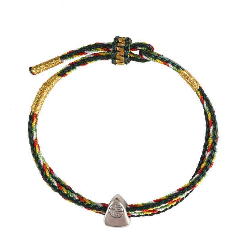 KarmaRipple's 925 Sterling Silver Fu Character Fortune Multicolored Rope Bracelet p21