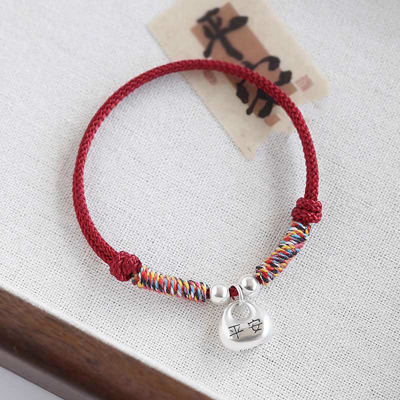 KarmaRipple's Handmade 925 Sterling Silver Fu Character Safe And Well Fortune Woven Bracelet p9