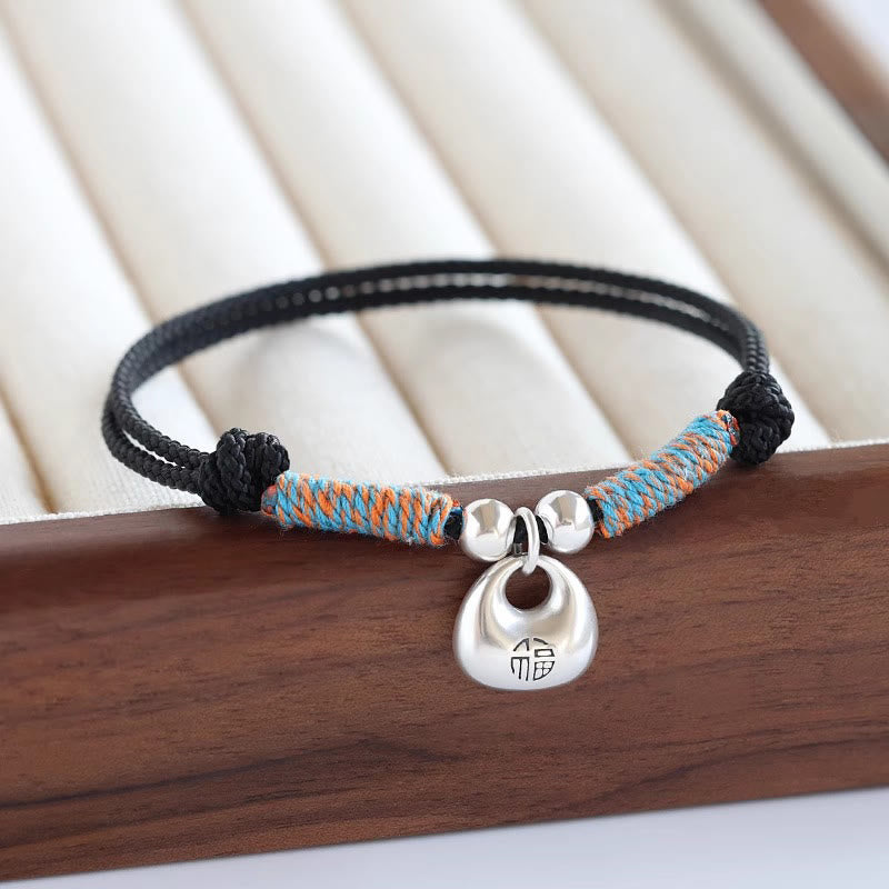 KarmaRipple's Handmade 925 Sterling Silver Fu Character Safe And Well Fortune Woven Bracelet p16