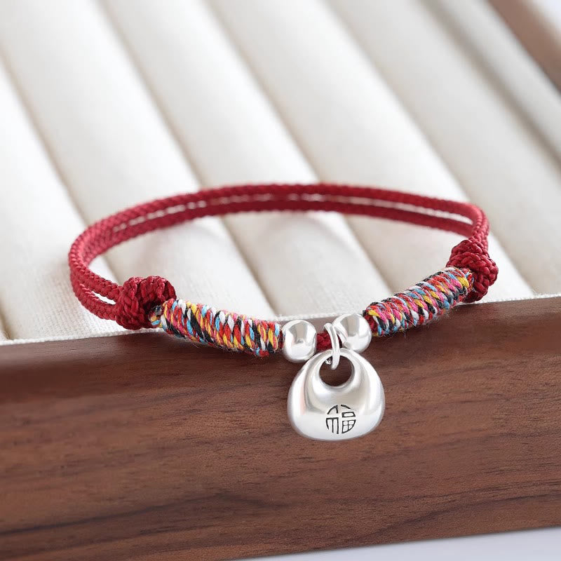 KarmaRipple's Handmade 925 Sterling Silver Fu Character Safe And Well Fortune Woven Bracelet p2