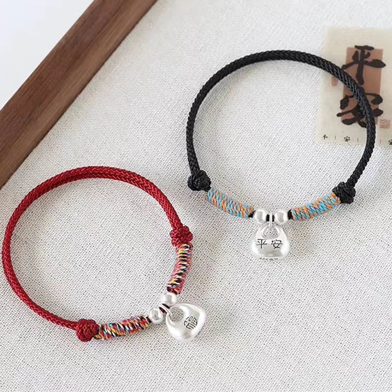 KarmaRipple's Handmade 925 Sterling Silver Fu Character Safe And Well Fortune Woven Bracelet p3
