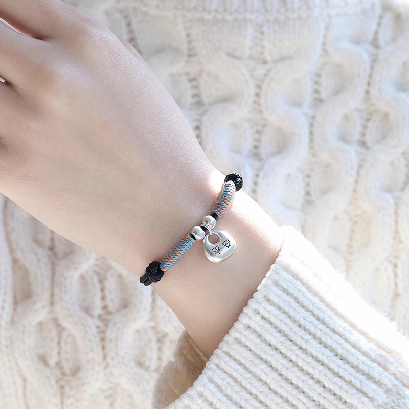 KarmaRipple's Handmade 925 Sterling Silver Fu Character Safe And Well Fortune Woven Bracelet p4