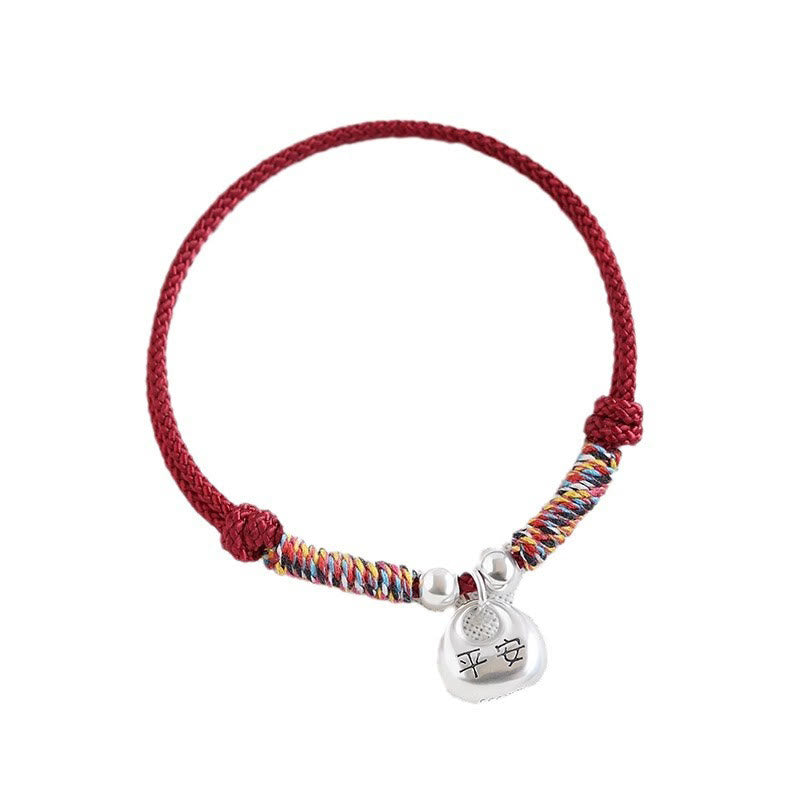 KarmaRipple's Handmade 925 Sterling Silver Fu Character Safe And Well Fortune Woven Bracelet p13