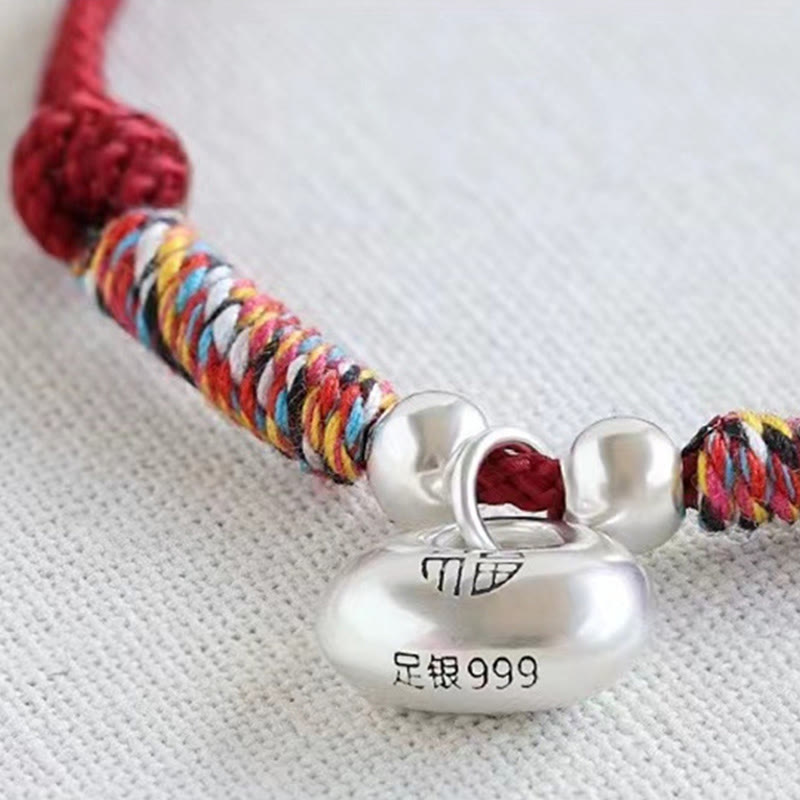 KarmaRipple's Handmade 925 Sterling Silver Fu Character Safe And Well Fortune Woven Bracelet p10