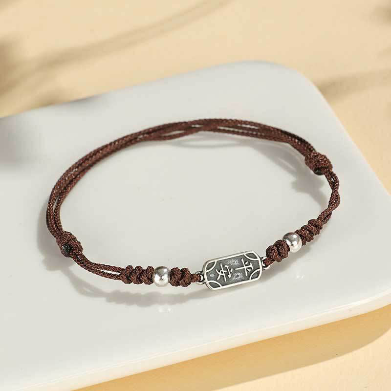 KarmaRipple's Handmade 925 Sterling Silver Peace And Joy Safe Well Protection Woven Bracelet p42