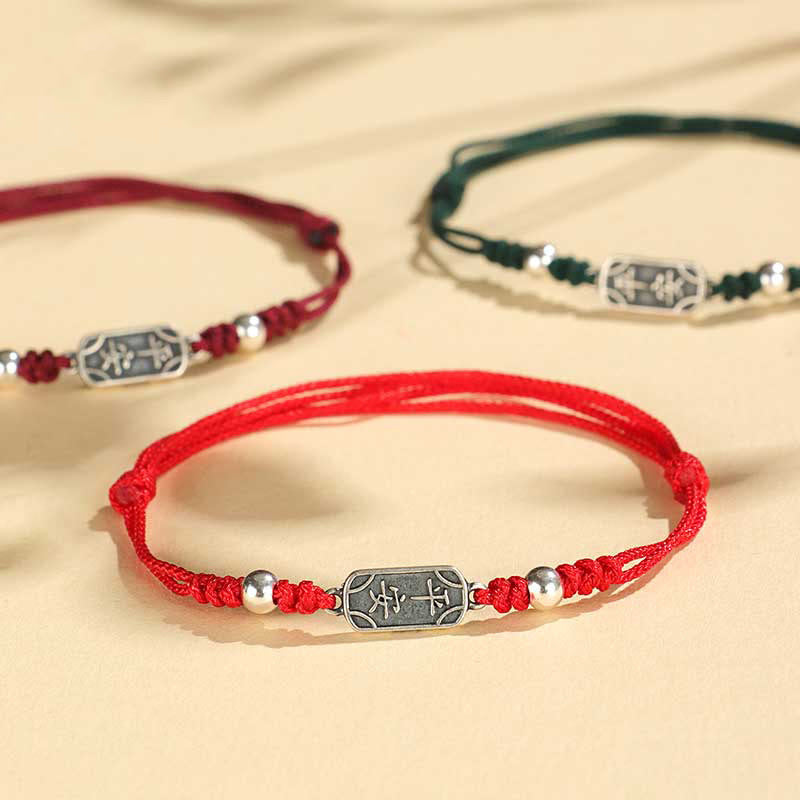 KarmaRipple's Handmade 925 Sterling Silver Peace And Joy Safe Well Protection Woven Bracelet p20