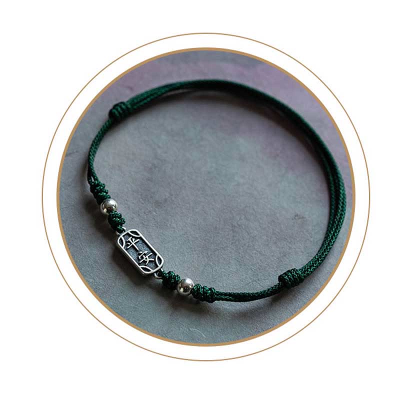 KarmaRipple's Handmade 925 Sterling Silver Peace And Joy Safe Well Protection Woven Bracelet p32