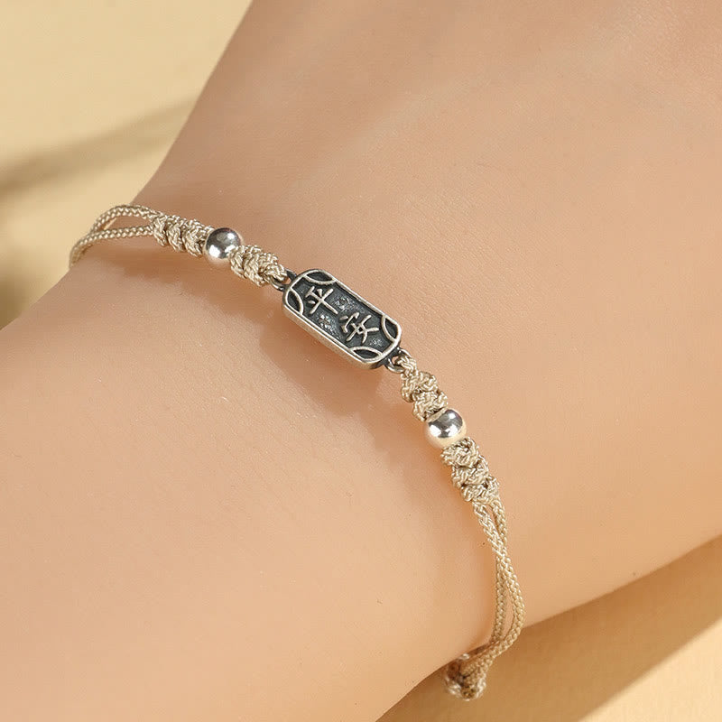 KarmaRipple's Handmade 925 Sterling Silver Peace And Joy Safe Well Protection Woven Bracelet p38