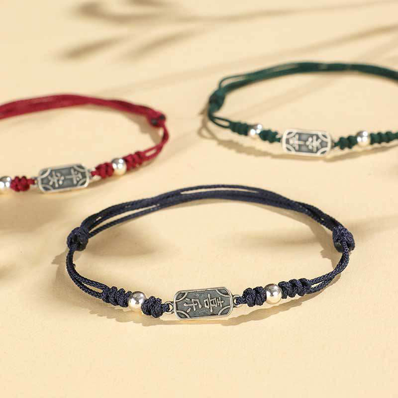 KarmaRipple's Handmade 925 Sterling Silver Peace And Joy Safe Well Protection Woven Bracelet p35