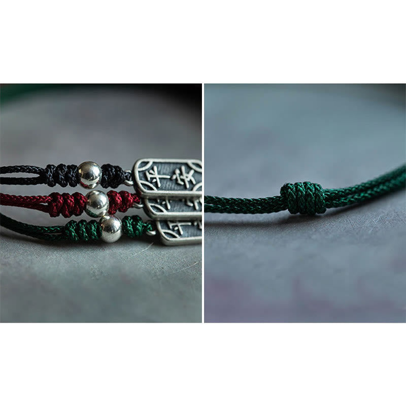 KarmaRipple's Handmade 925 Sterling Silver Peace And Joy Safe Well Protection Woven Bracelet p33