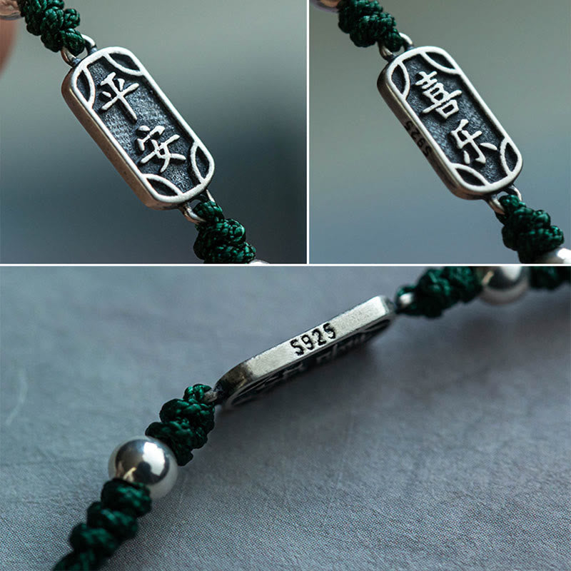 KarmaRipple's Handmade 925 Sterling Silver Peace And Joy Safe Well Protection Woven Bracelet p28