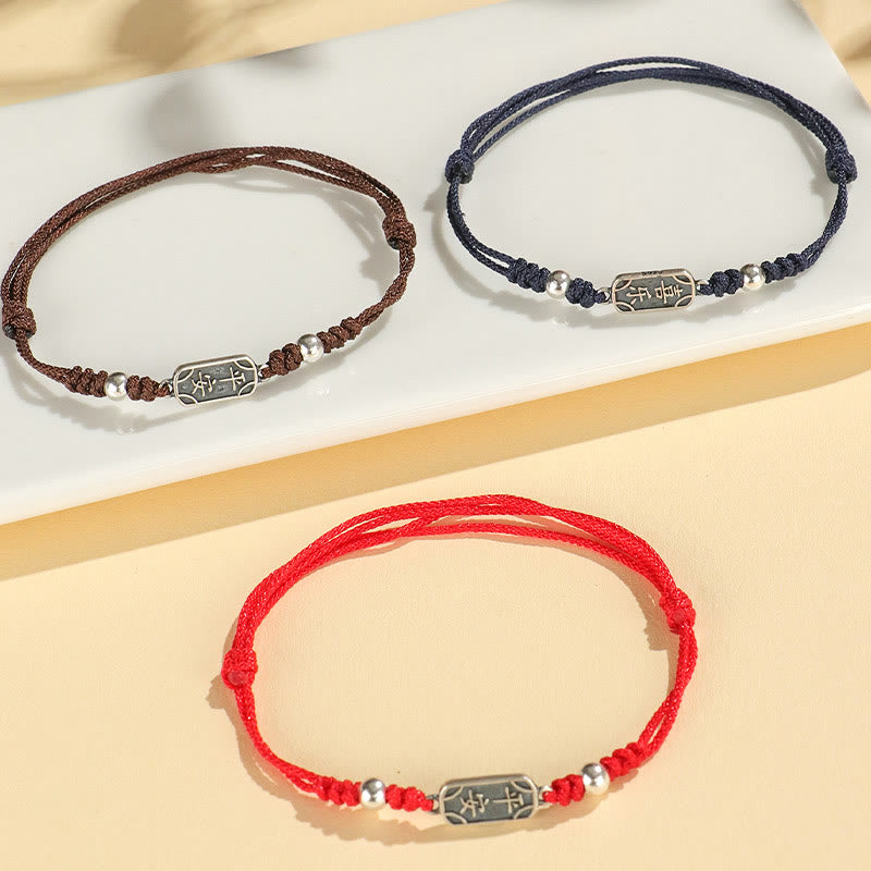 KarmaRipple's Handmade 925 Sterling Silver Peace And Joy Safe Well Protection Woven Bracelet p21