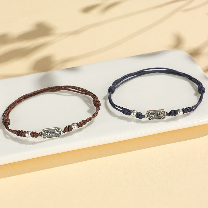 KarmaRipple's Handmade 925 Sterling Silver Peace And Joy Safe Well Protection Woven Bracelet p36