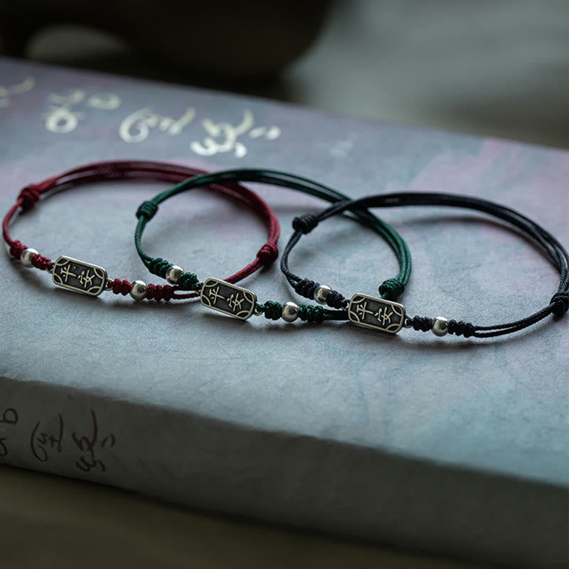 KarmaRipple's Handmade 925 Sterling Silver Peace And Joy Safe Well Protection Woven Bracelet p24