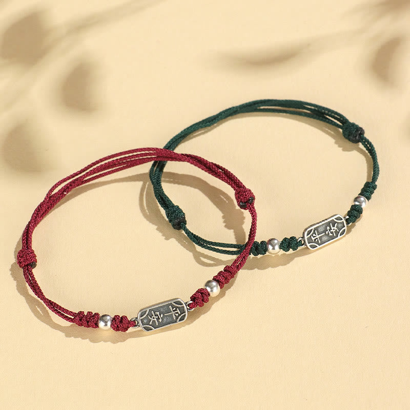 KarmaRipple's Handmade 925 Sterling Silver Peace And Joy Safe Well Protection Woven Bracelet p23