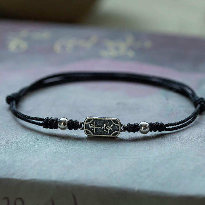 KarmaRipple's Handmade 925 Sterling Silver Peace And Joy Safe Well Protection Woven Bracelet p34