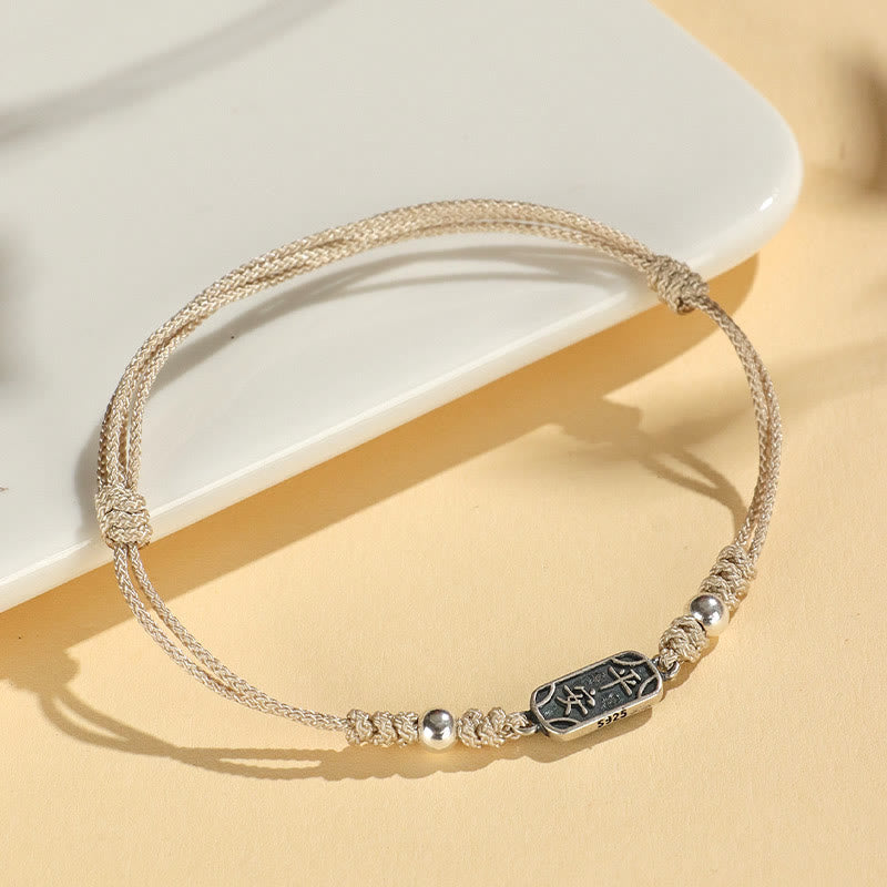 KarmaRipple's Handmade 925 Sterling Silver Peace And Joy Safe Well Protection Woven Bracelet p37
