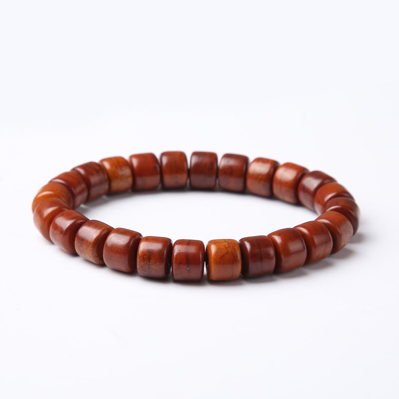 KarmaRipple's Tibetan Yak Bone Three-Eyed Dzi Bead Sheep Horn Red Agate Strength Bracelet p32