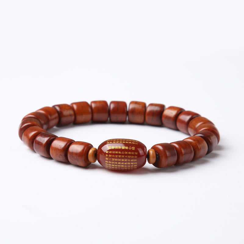 KarmaRipple's Tibetan Yak Bone Three-Eyed Dzi Bead Sheep Horn Red Agate Strength Bracelet p4