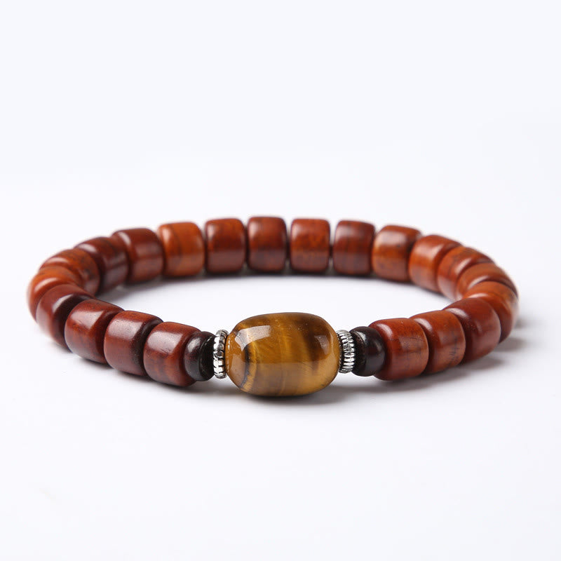 KarmaRipple's Tibetan Yak Bone Three-Eyed Dzi Bead Sheep Horn Red Agate Strength Bracelet p36