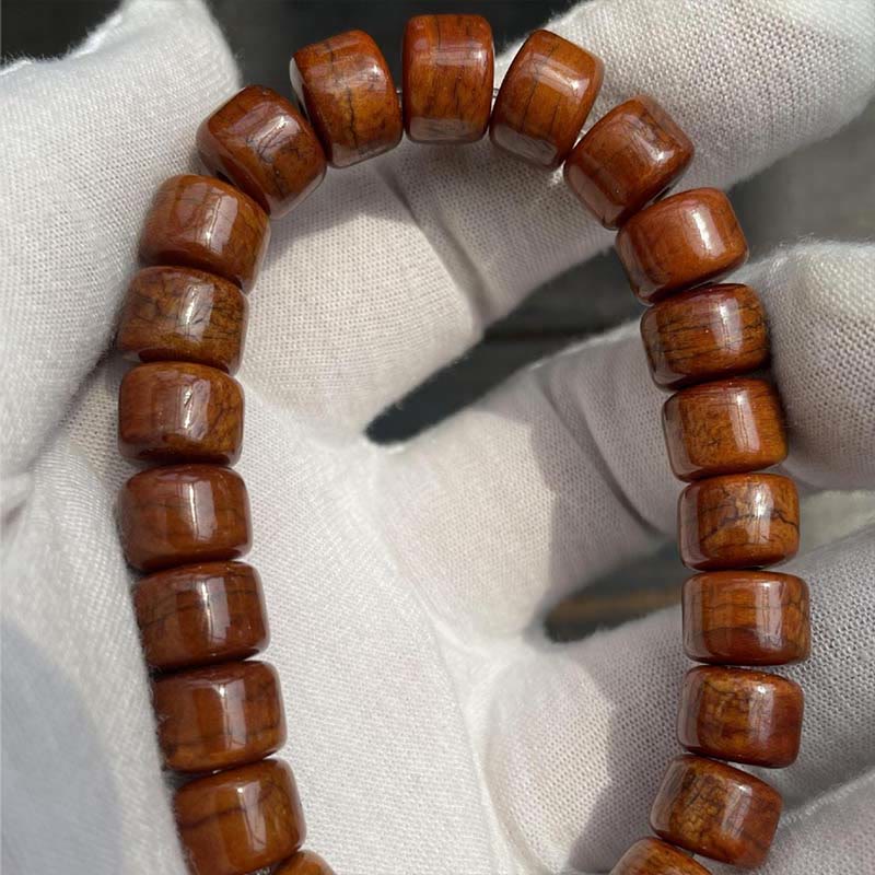 KarmaRipple's Tibetan Yak Bone Three-Eyed Dzi Bead Sheep Horn Red Agate Strength Bracelet p17