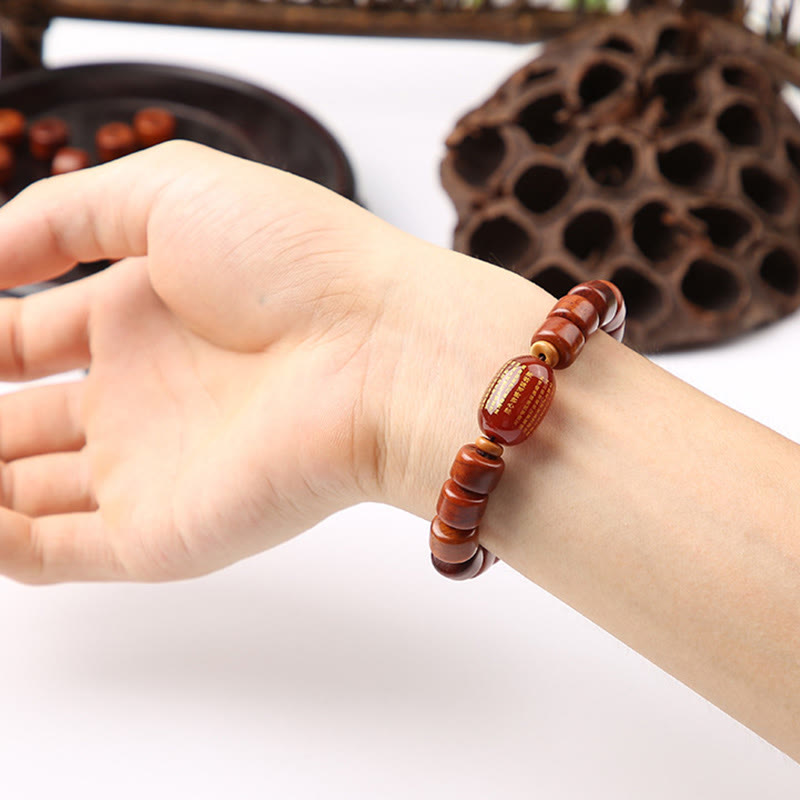 KarmaRipple's Tibetan Yak Bone Three-Eyed Dzi Bead Sheep Horn Red Agate Strength Bracelet p23