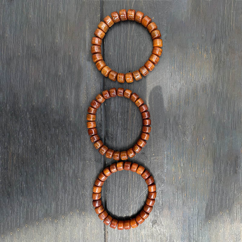KarmaRipple's Tibetan Yak Bone Three-Eyed Dzi Bead Sheep Horn Red Agate Strength Bracelet p20