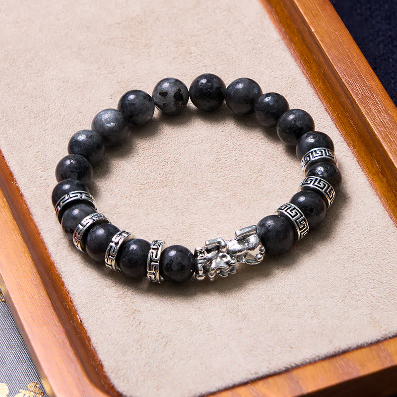 KarmaRipple's Black Glitter Stone PiXiu Power Bracelet p1