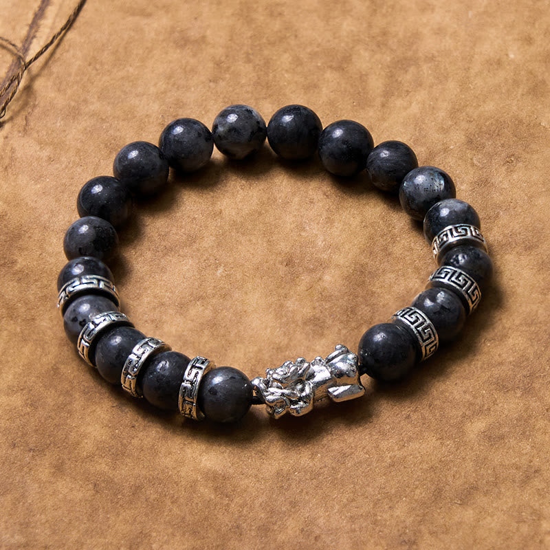KarmaRipple's Black Glitter Stone PiXiu Power Bracelet p2