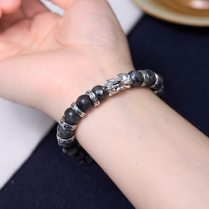 KarmaRipple's Black Glitter Stone PiXiu Power Bracelet p3