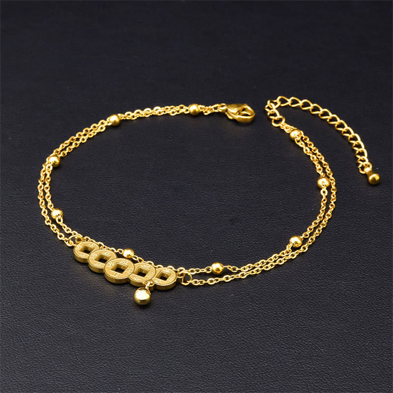 KarmaRipple's Bronze Coins Attract Wealth Titanium Steel Anklet p3