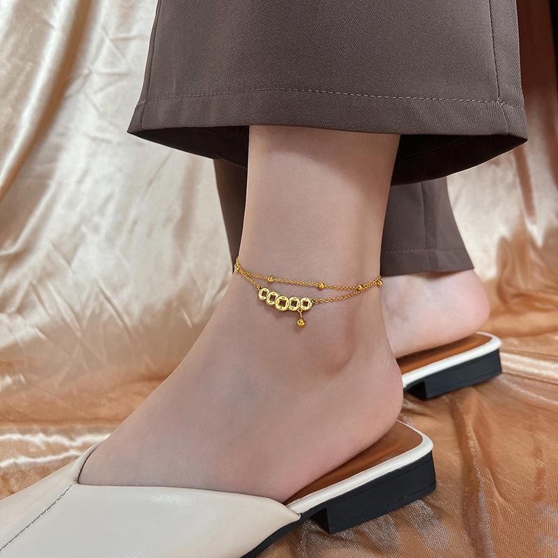 KarmaRipple's Bronze Coins Attract Wealth Titanium Steel Anklet p5
