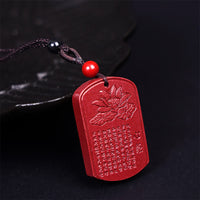 KarmaRipple's Cinnabar Lotus Heart Sutra Engraved Blessing Rope Pendant Necklace