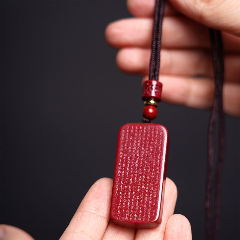 KarmaRipple's Cinnabar Lotus Heart Sutra Engraved Blessing Rope Pendant Necklace p16