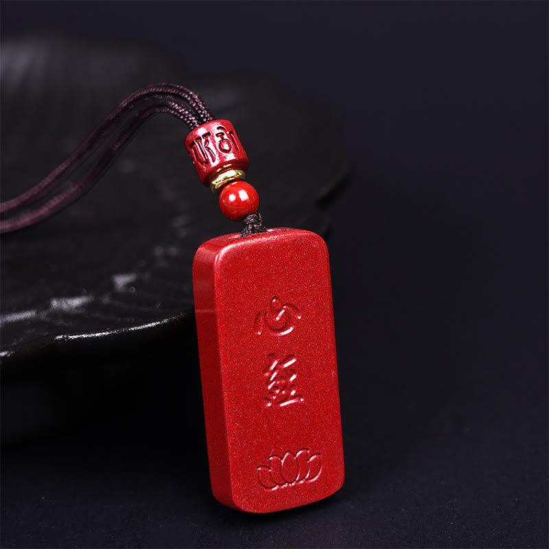 KarmaRipple's Cinnabar Lotus Heart Sutra Engraved Blessing Rope Pendant Necklace p20