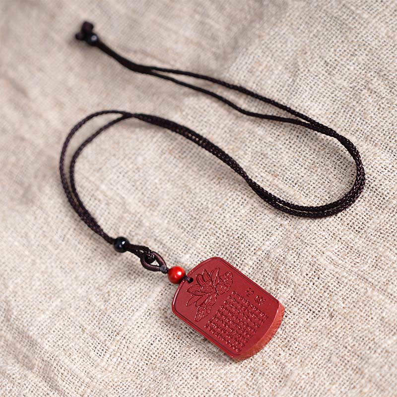 KarmaRipple's Cinnabar Lotus Heart Sutra Engraved Blessing Rope Pendant Necklace p9