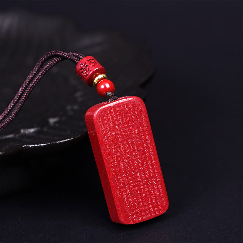 KarmaRipple's Cinnabar Lotus Heart Sutra Engraved Blessing Rope Pendant Necklace p13