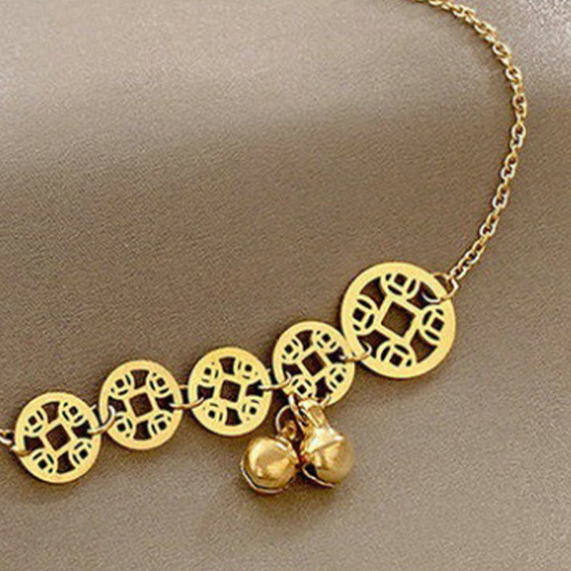 KarmaRipple's Bronze Coins Bell Talisman Titanium Steel Strengthen Anklet p6