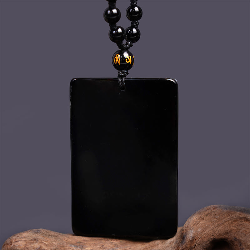 KarmaRipple's Black Obsidian Guan Gong Amulet Engraved Strength Pendant Necklace p5