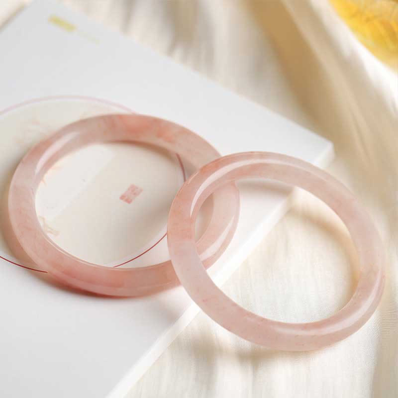KarmaRipple's Pink Golden Silk Jade Wealth Fortune Bracelet Bangle p19