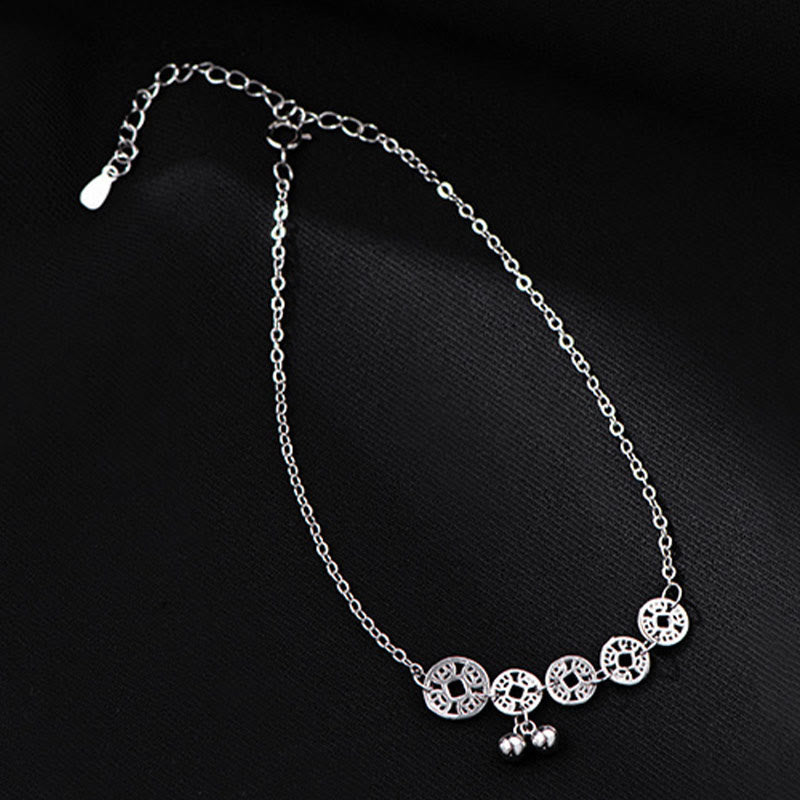 KarmaRipple's 925 Sterling Silver Bronze Coins Bells Protection Metal Anklet p3