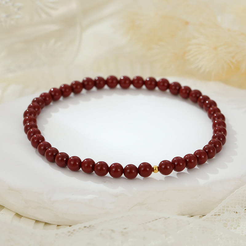 KarmaRipple's 925 Sterling Silver Cinnabar Beadwork Blessing Anklet p3