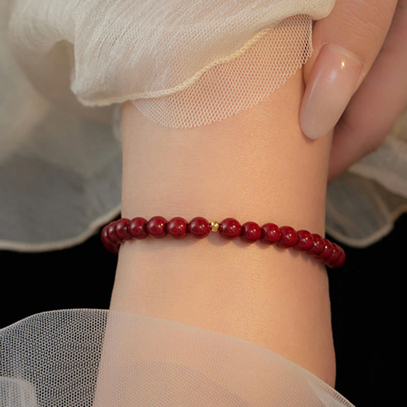 KarmaRipple's 925 Sterling Silver Cinnabar Beadwork Blessing Anklet p13
